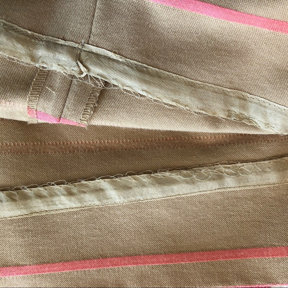 J CREW Factory Tan & Coral Striped Pencil Skirt - Picture 9 of 11
